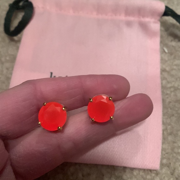 Kate Spade gumdrop stud earrings-bright pink/orange - Picture 2 of 2